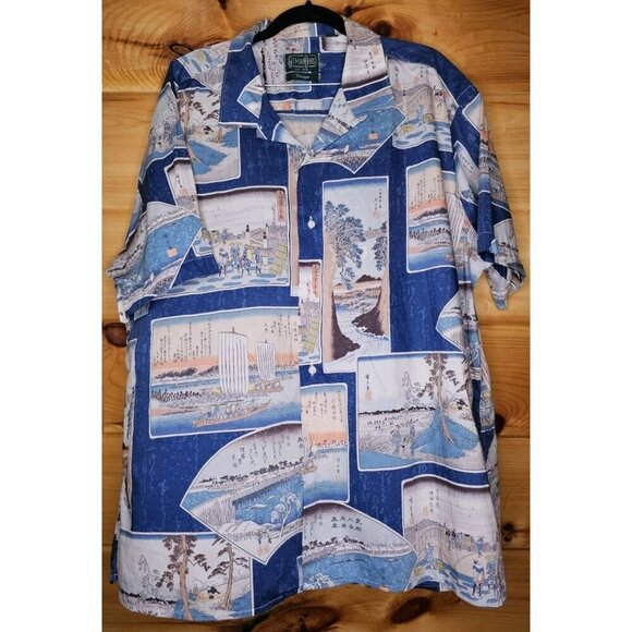 Gitman Bros Vintage Postcard Camp Blue Men Size XXL Made in USA - Picture 12 of 16